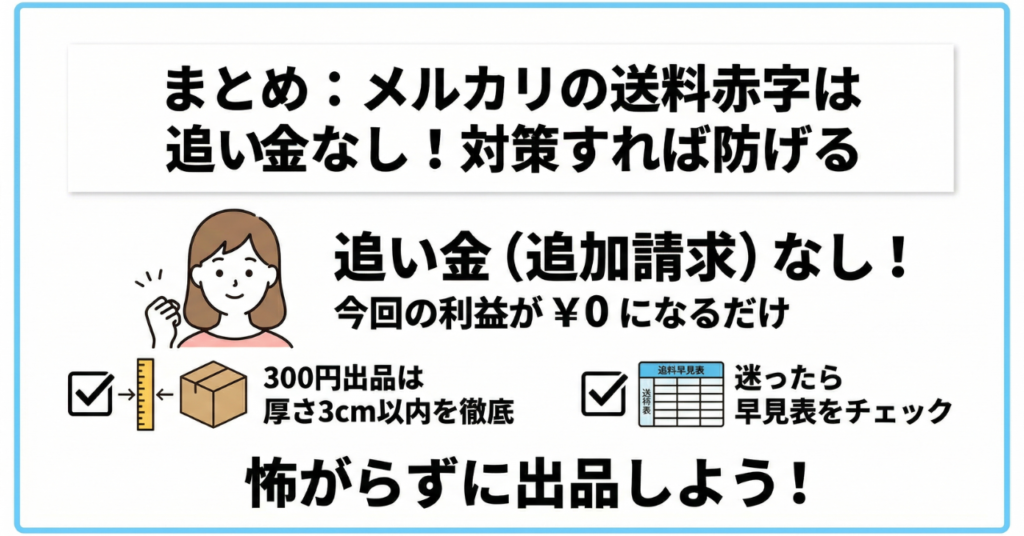 まとめ：メルカリの送料赤字は追い金なし！対策すれば防げる
