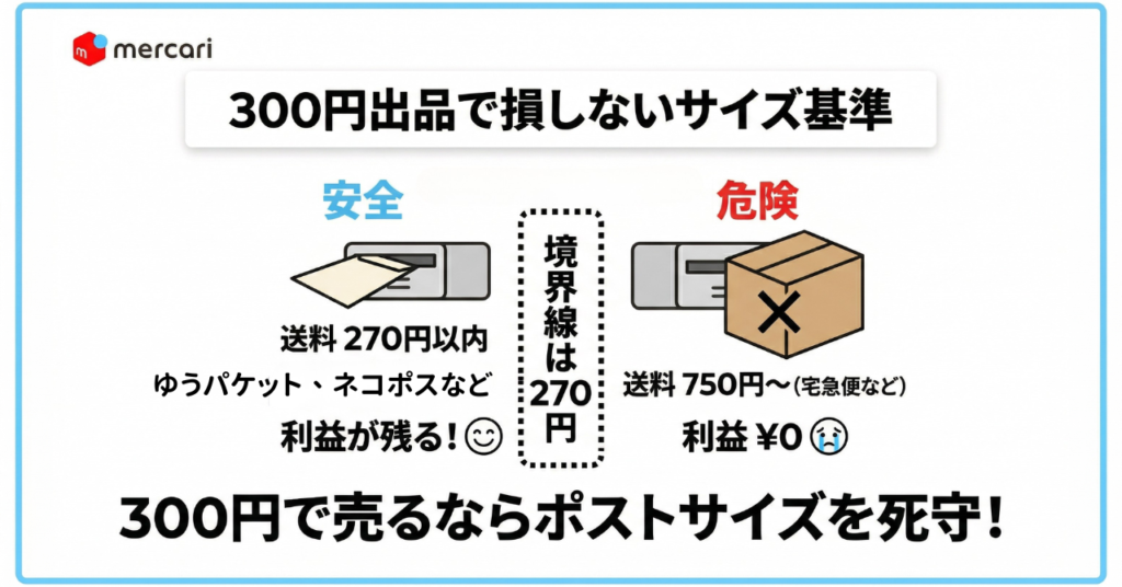 300円出品で損しないサイズ基準