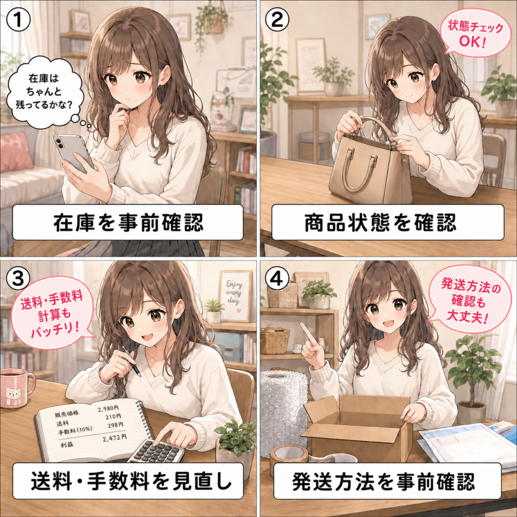 出品前事前確認の4コマ漫画画像