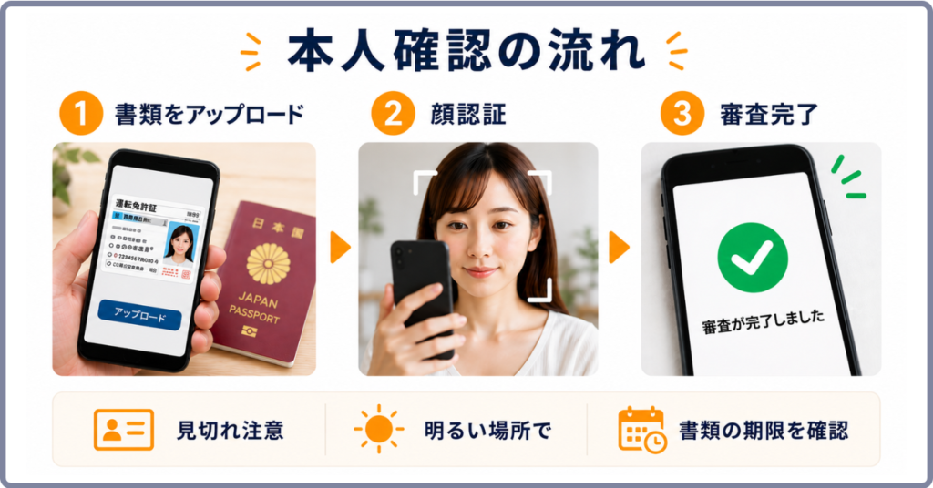 Amazon出品用アカウント登録時の本人確認の流れの図解