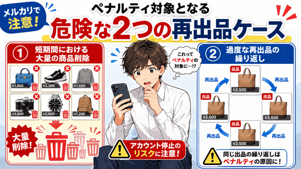 ペナルティ対象となる危険な2つの再出品ケース図解
