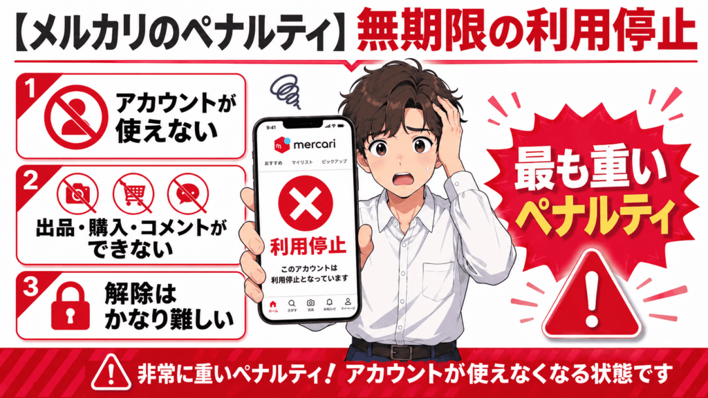 無期限の利用停止という最も重いペナルティの図解