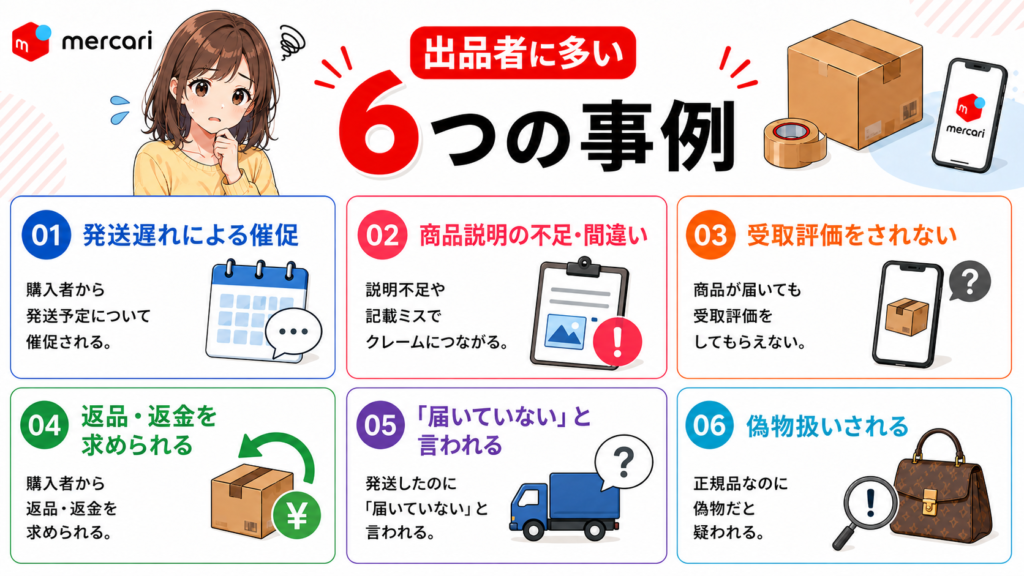 メルカリ出品者に多い事例を解説する画像