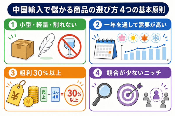 中国輸入で儲かる商品の選び方|4つの基本原則