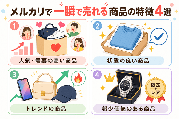 メルカリで一瞬で売れる商品の特徴4選