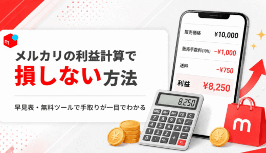 メルカリ利益計算で売上1万円から手取りを求めるイメージ