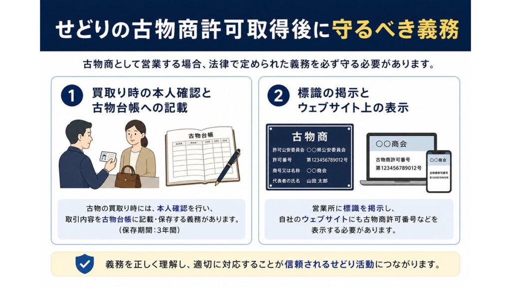 せどりの古物商許可取得後に守るべき義務