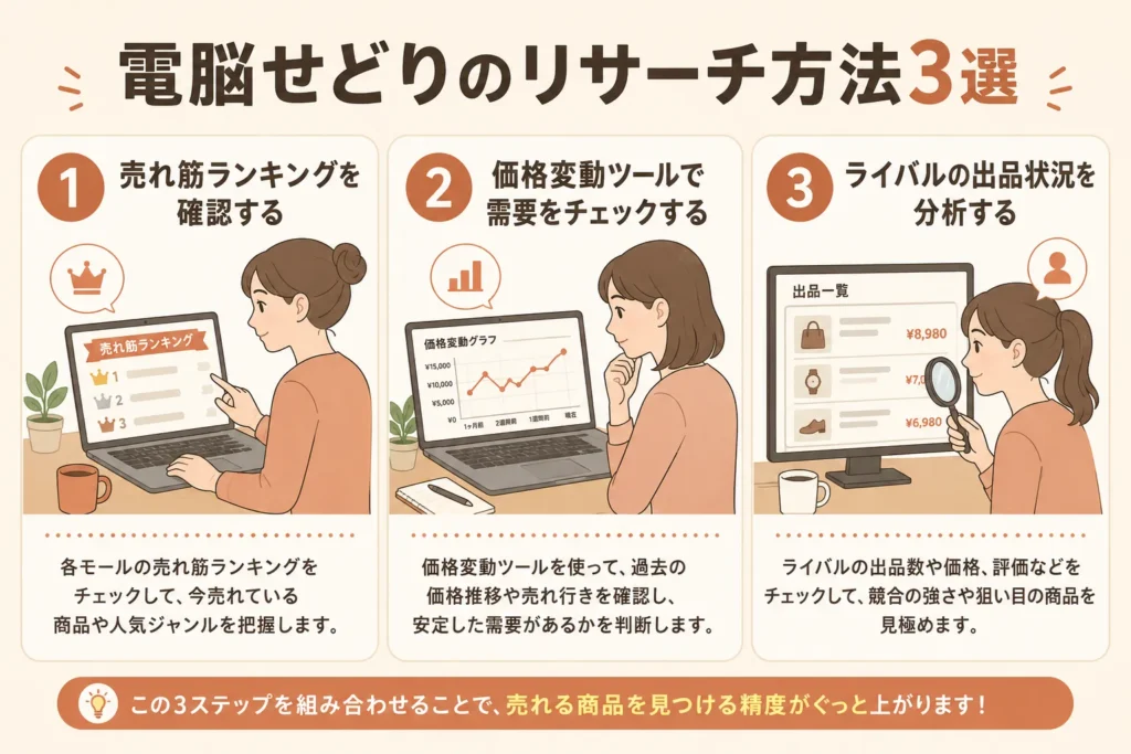 電脳せどりのリサーチ方法3選