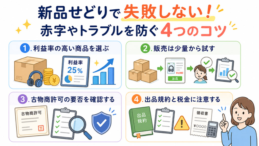 新品せどりで赤字やトラブルを防ぐ4つのコツ