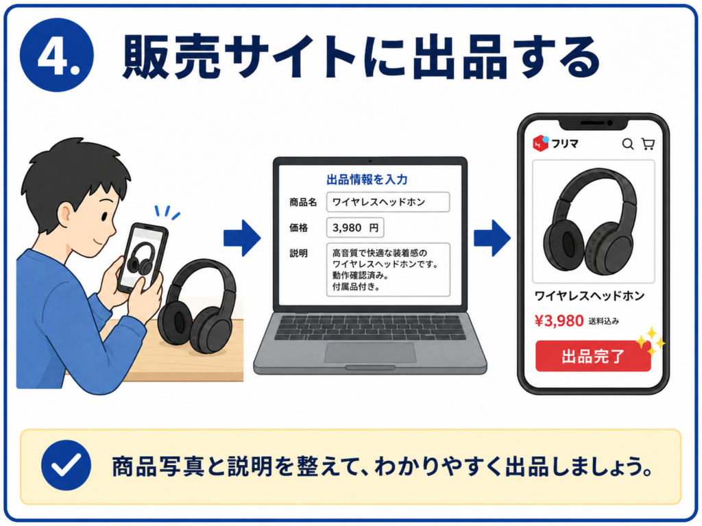 ステップ④:販売サイトに出品する