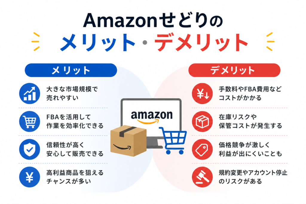 Amazonせどりのメリットとデメリットを整理した図解