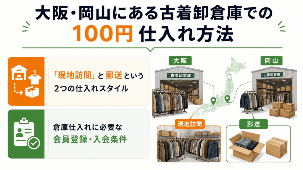 大阪・岡山の古着卸倉庫で100円仕入れをする方法