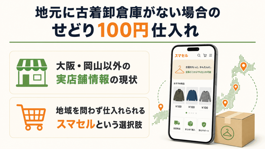 地元に古着卸倉庫がない場合の100円仕入れ方法