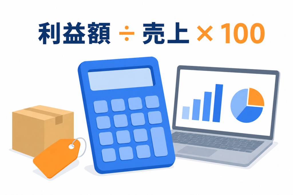利益率の計算とシミュレーターを表す図解イメージ