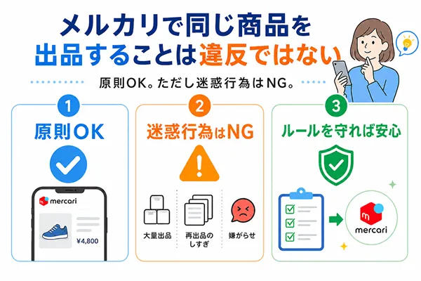 メルカリで同じ商品を出品することは違反ではない