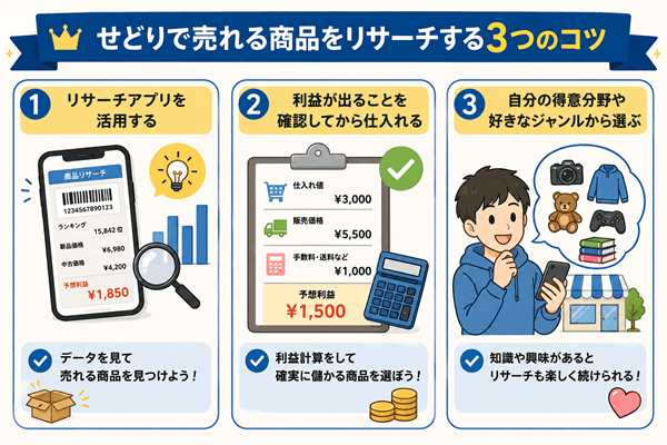 せどりで売れる商品をリサーチする3つのコツ