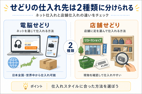 せどりの仕入れ先は2種類に分けられる