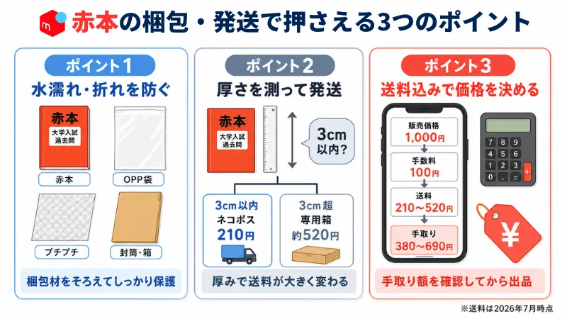 赤本の梱包方法と発送のポイントをまとめた図解