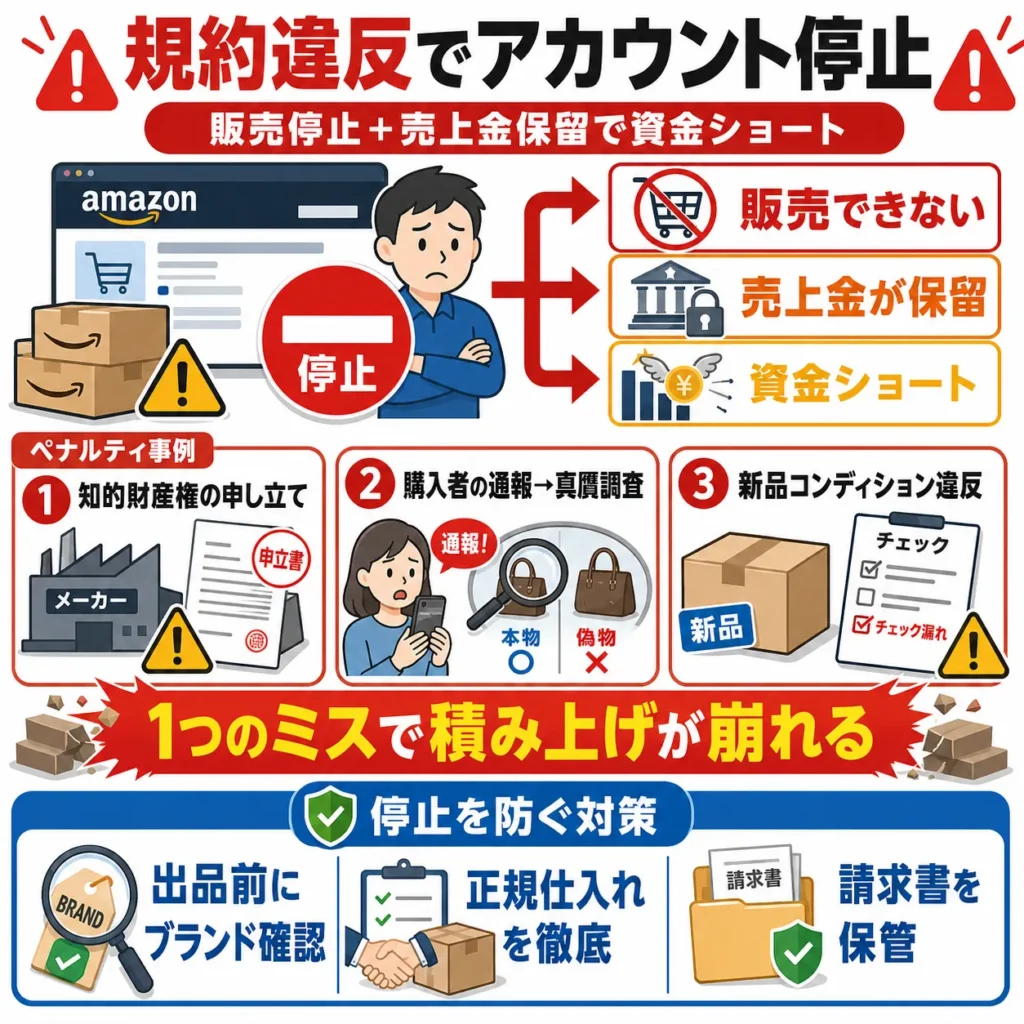 Amazonせどりが儲からないアカウント停止の図解