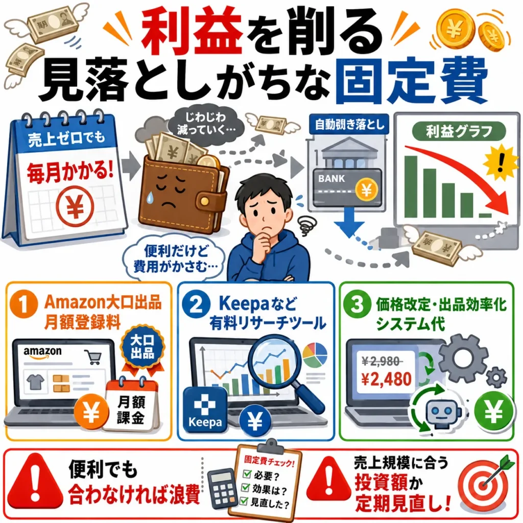 Amazonせどりが儲からない固定費負担の図解