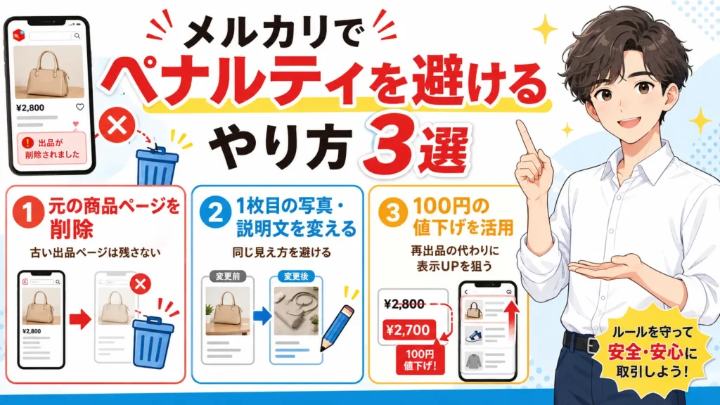 メルカリでペナルティを避けるやり方3選の図解
