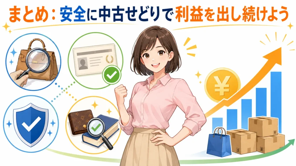 中古せどりで安全に利益を出し続けるためのまとめ図