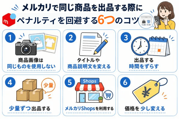 メルカリで同じ商品を出品する際にペナルティを回避する6つのコツ