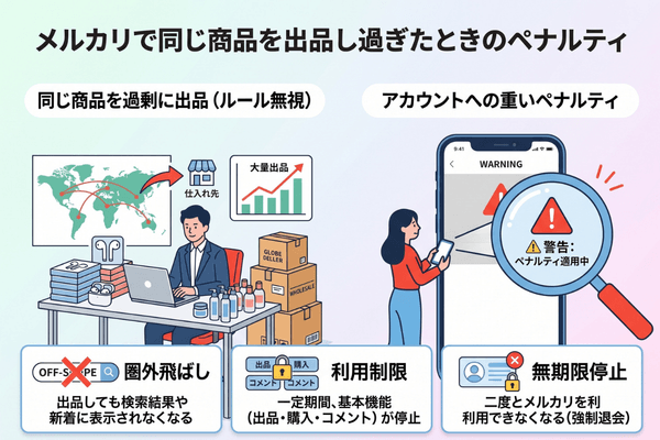 メルカリで同じ商品を出品し過ぎたときのペナルティ