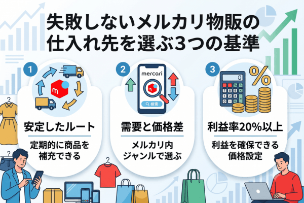 失敗しないメルカリ物販の仕入れ先を選ぶ3つの基準