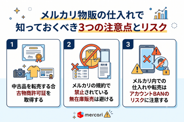 メルカリ物販の仕入れで知っておくべき3つの注意点とリスク