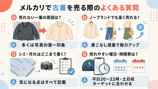 メルカリ古着販売の写真・汚れ・時間帯などよくある4つの質問