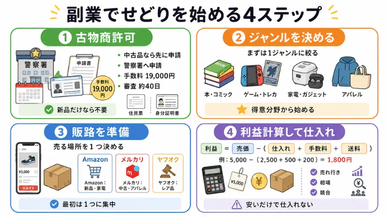 古物商許可からジャンル選び・販路・利益計算までの流れ