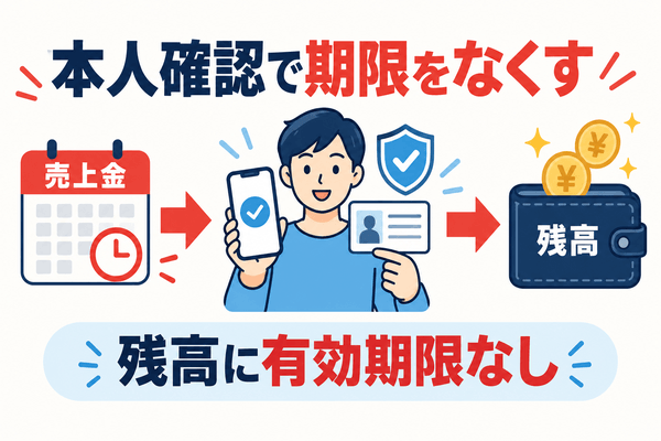 本人確認で売上金の期限をなくす
