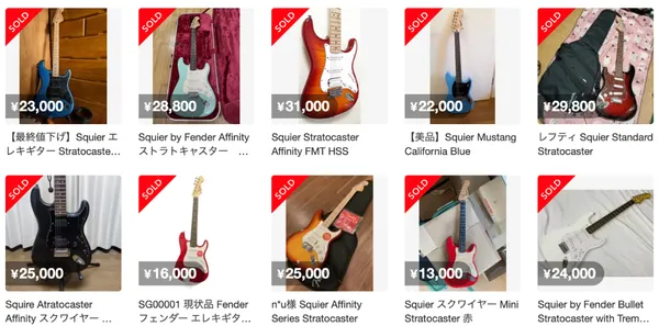 メルカリ「Squier ストラト」のSOLD一覧