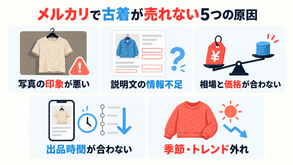 古着が売れない原因は、写真・説明文・価格・出品時間・季節感の5つ