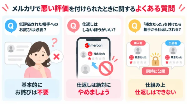 メルカリの悪い評価や仕返しに関するよくある質問