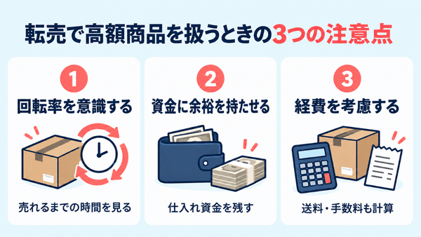 高額商品を扱う際に確認する回転率、資金、送料や手数料
